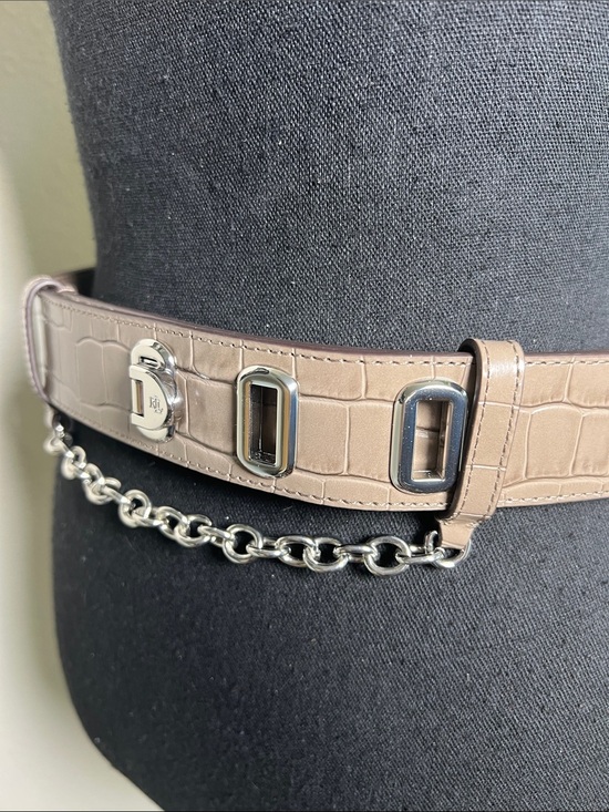 Lauren Ralph Lauren Women’s Flip-Lock Crocodile Embossed Wide Leather Belt M main image 8